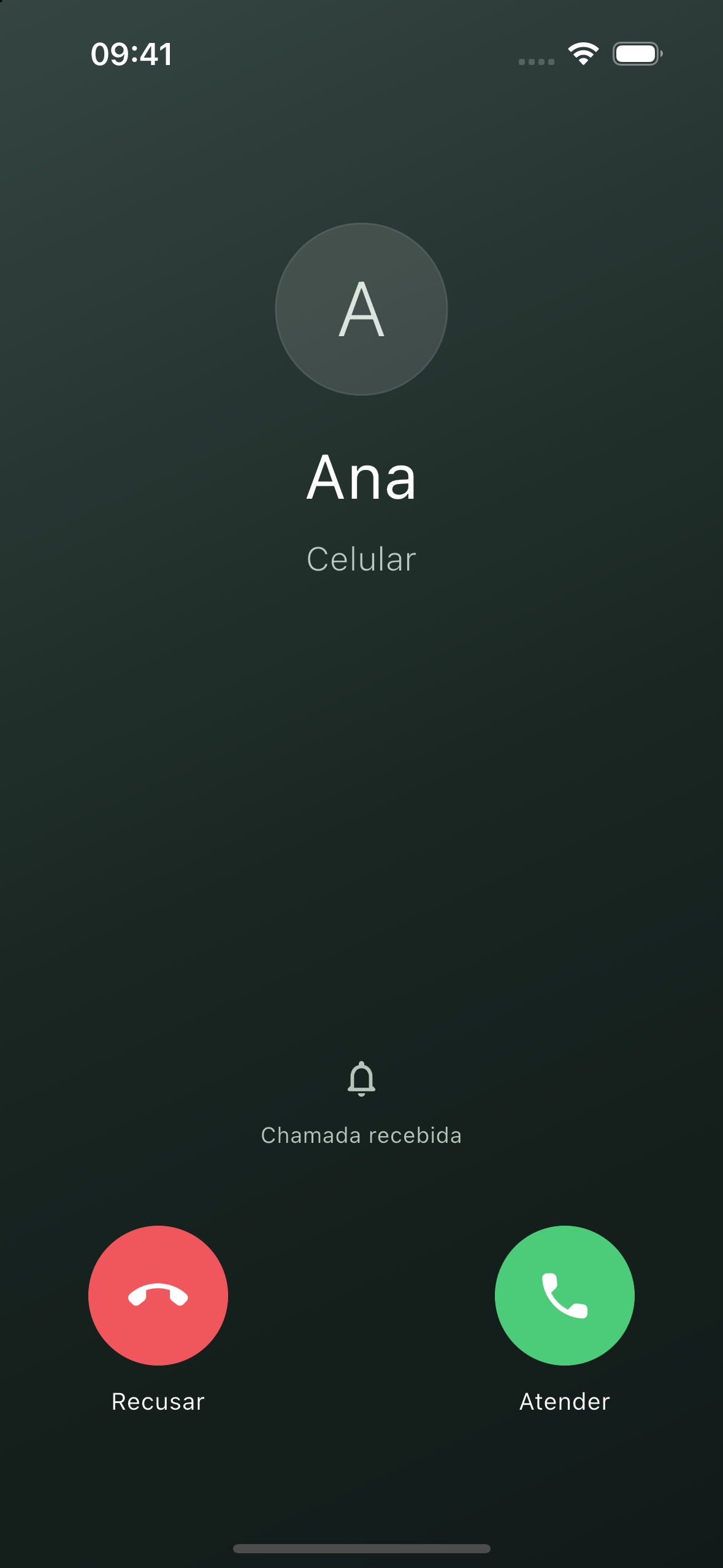 Chamada recebida: Ana